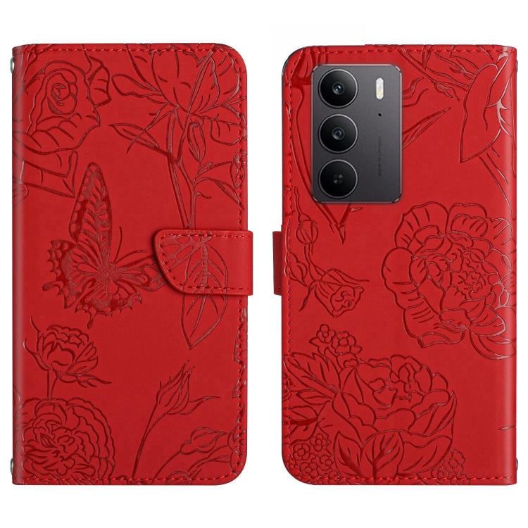 HT03 Cassa del telefono di cuoio di vibrazione impressa farfalla di sensibilità della pelle, For Realme C75 4G, For Realme 13+ 5G Global, For Realme 13 Pro 5G / 13 Pro+ 5G, For Realme C63 5G