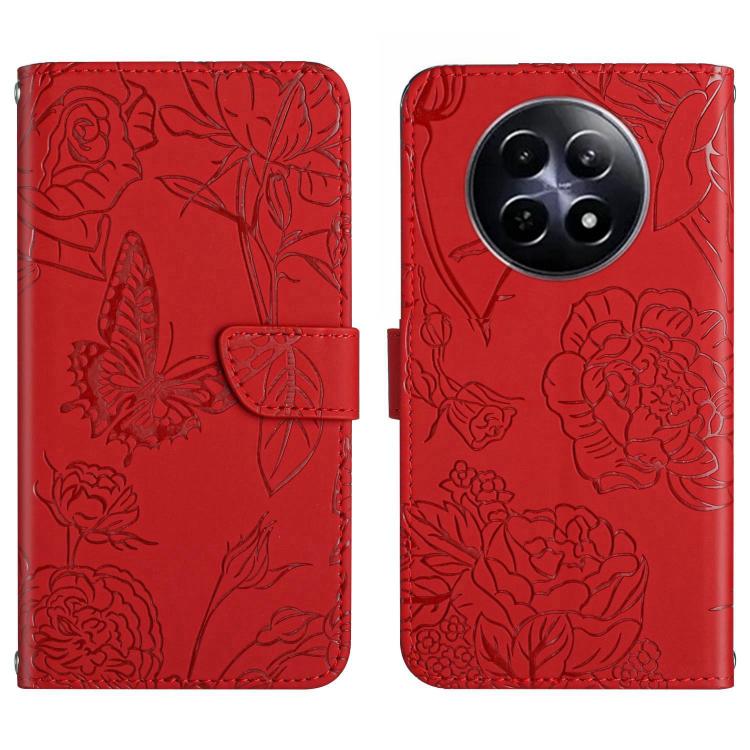 HT03 Cassa del telefono di cuoio di vibrazione impressa farfalla di sensibilità della pelle, For Realme C75 4G, For Realme 13+ 5G Global, For Realme 13 Pro 5G / 13 Pro+ 5G, For Realme C63 5G