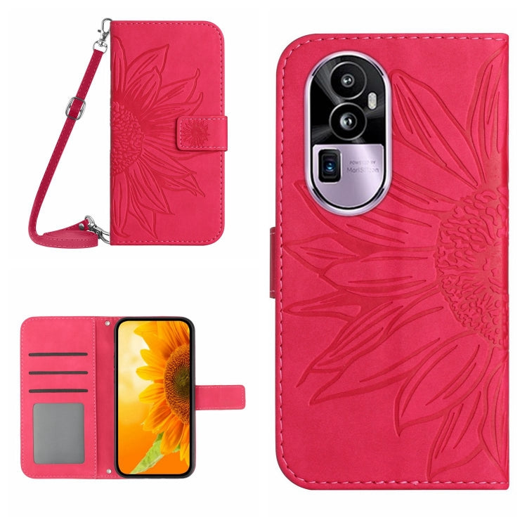 Custodia in pelle con flip Sun Flower e cordino per OPPO Reno10 Pro+