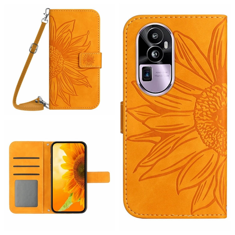 Custodia in pelle con flip Sun Flower e cordino per OPPO Reno10 Pro+