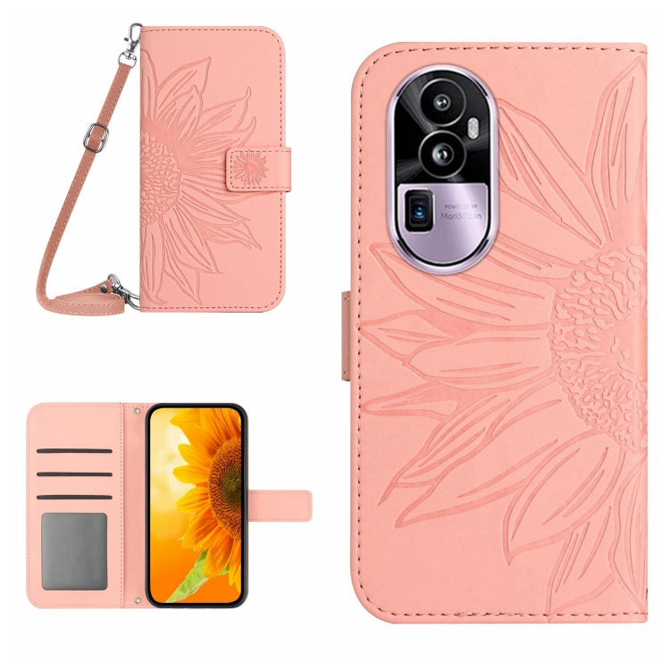 Custodia in pelle con flip Sun Flower e cordino per OPPO Reno10 Pro+