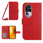 Custodia in pelle con flip Sun Flower e cordino per OPPO Reno10 Pro+