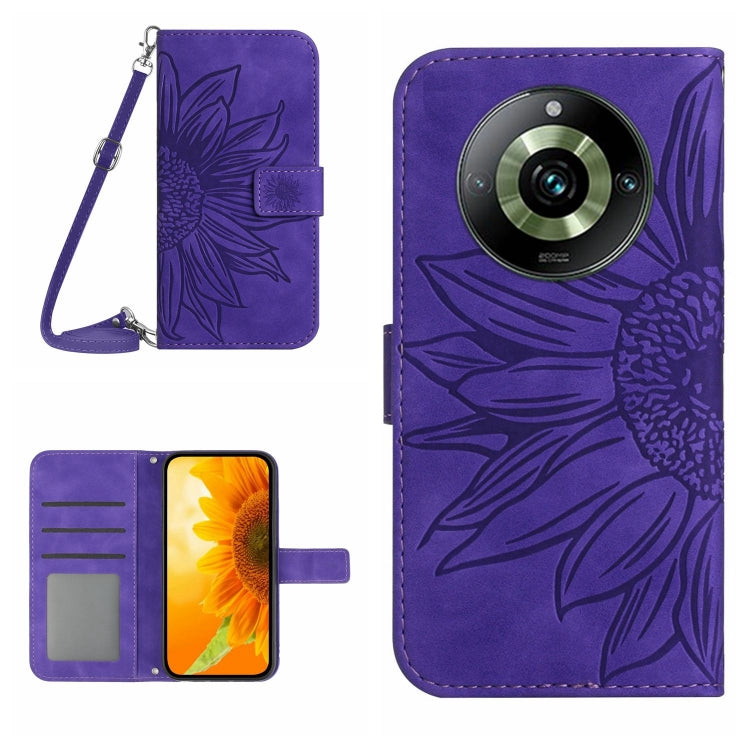 Custodia in pelle con flip Sun Flower e cordino per Realme 11 Pro