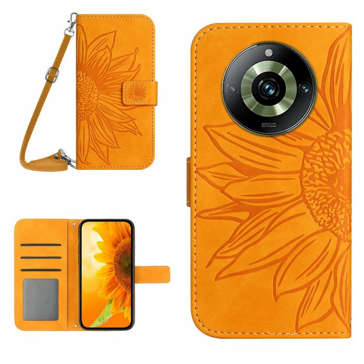 Custodia in pelle con flip Sun Flower e cordino per Realme 11 Pro
