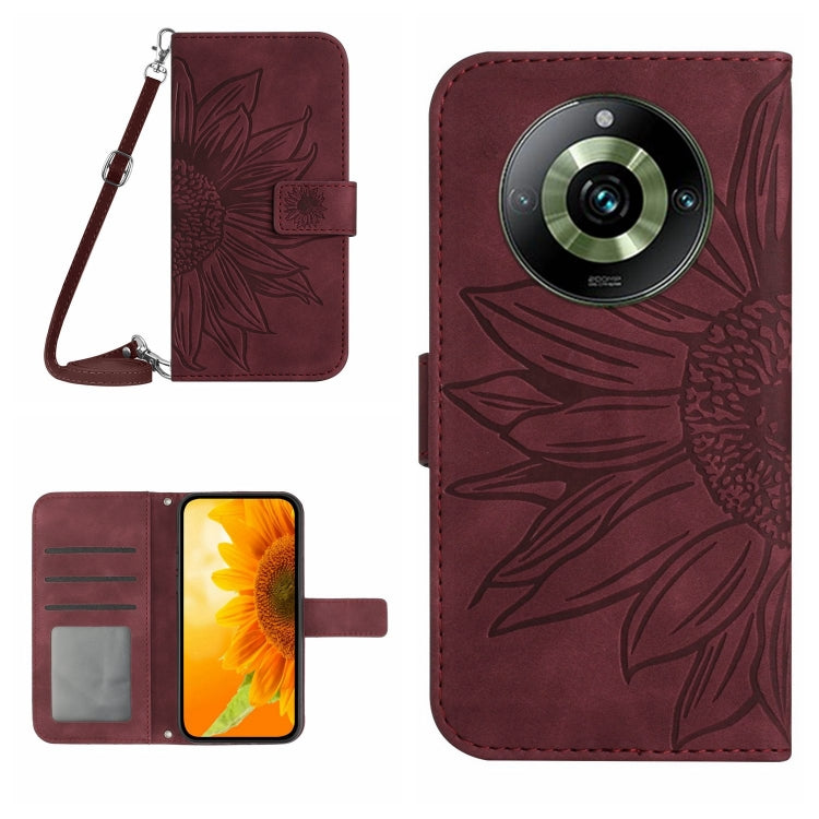 Custodia in pelle con flip Sun Flower e cordino per Realme 11 Pro