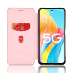 Custodia in pelle con vibrazione in fibra di carbonio per OPPO A1 5G