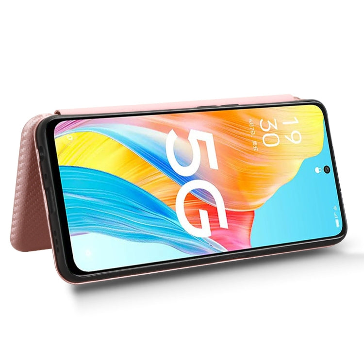 Custodia in pelle con vibrazione in fibra di carbonio per OPPO A1 5G