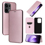 Custodia in pelle con vibrazione in fibra di carbonio per OPPO F29 5G
