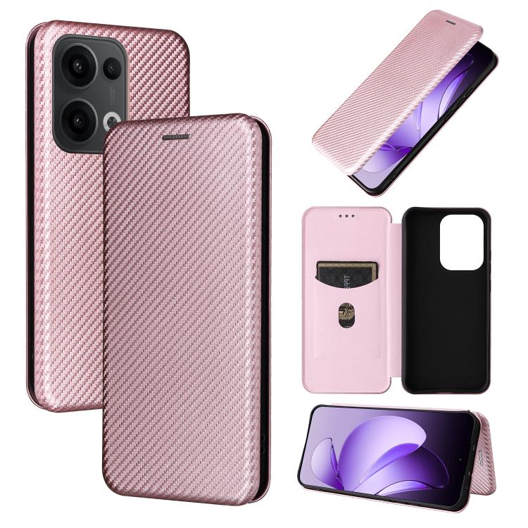 Custodia in pelle con vibrazione in fibra di carbonio per OPPO F29 5G