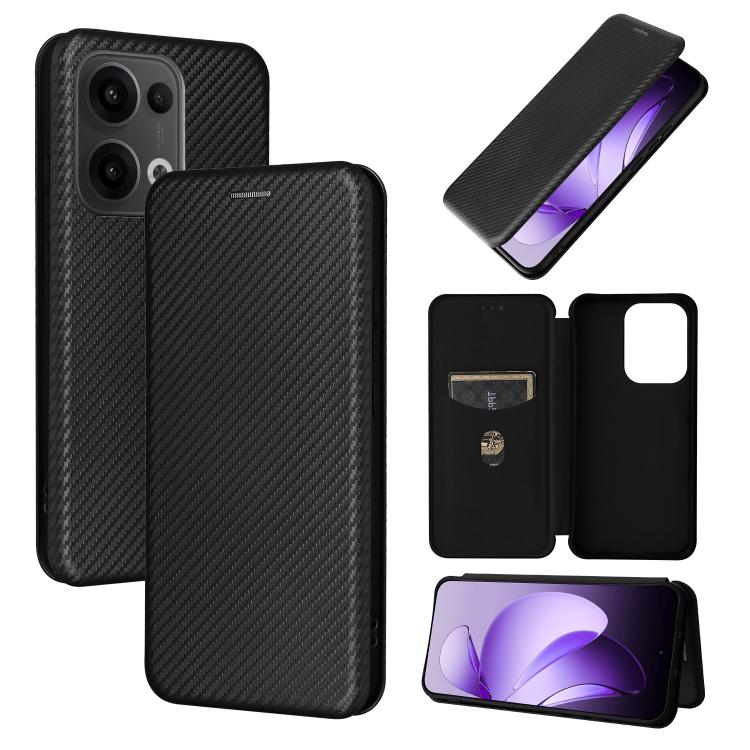 Custodia in pelle con vibrazione in fibra di carbonio per OPPO F29 5G