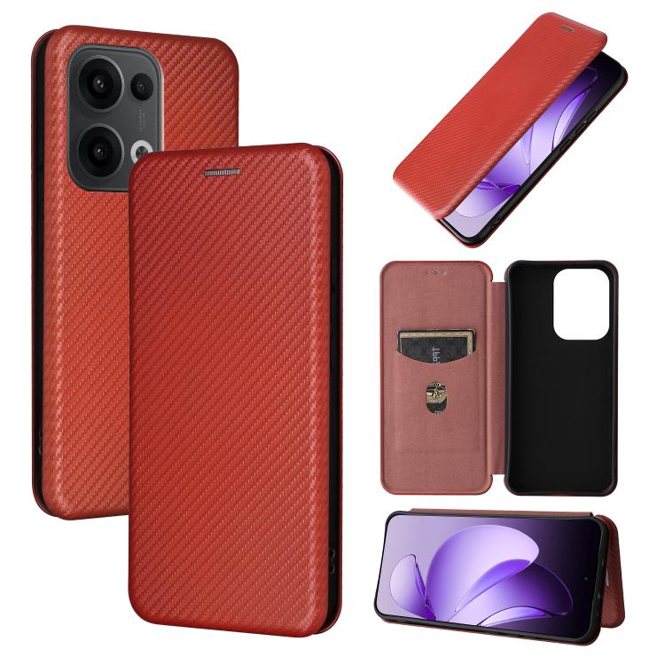 Custodia in pelle con vibrazione in fibra di carbonio per OPPO F29 5G
