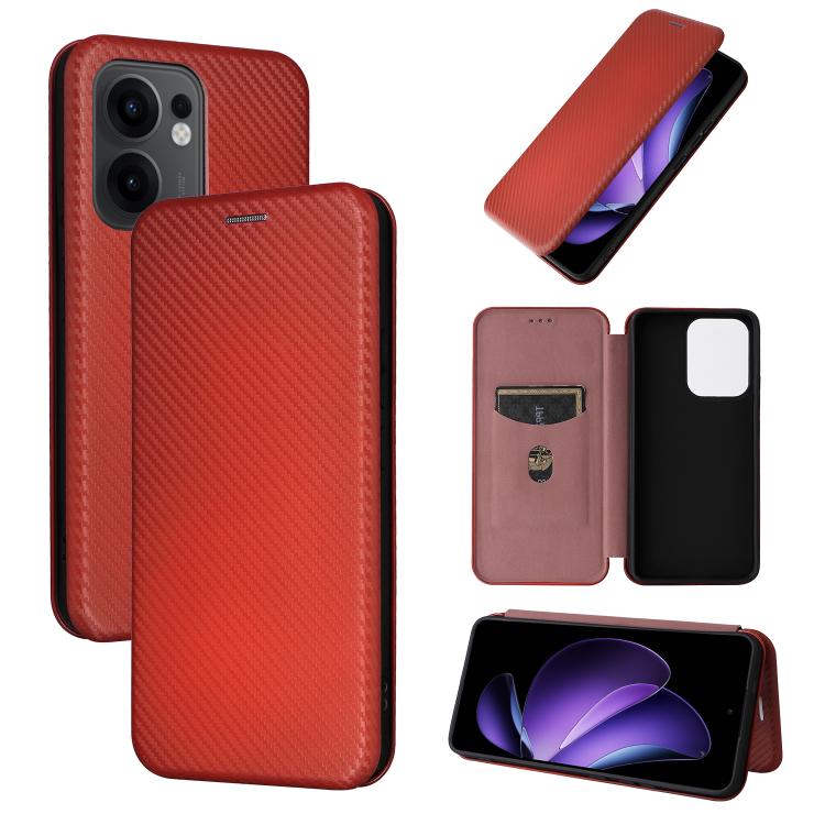 Custodia in pelle con vibrazione in fibra di carbonio per OPPO F29 5G