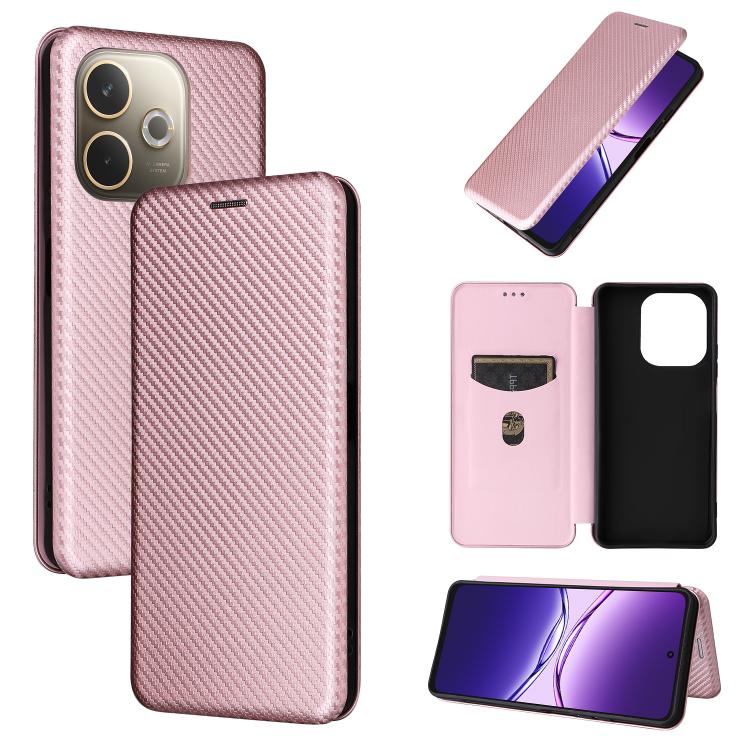 Custodia in pelle con vibrazione in fibra di carbonio per OPPO F29 5G