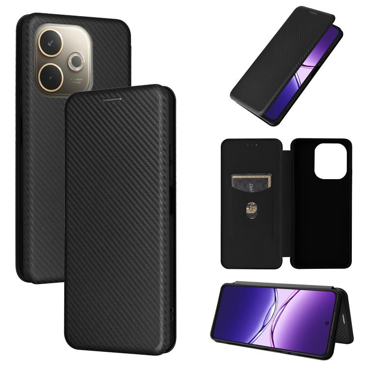 Custodia in pelle con vibrazione in fibra di carbonio per OPPO F29 5G