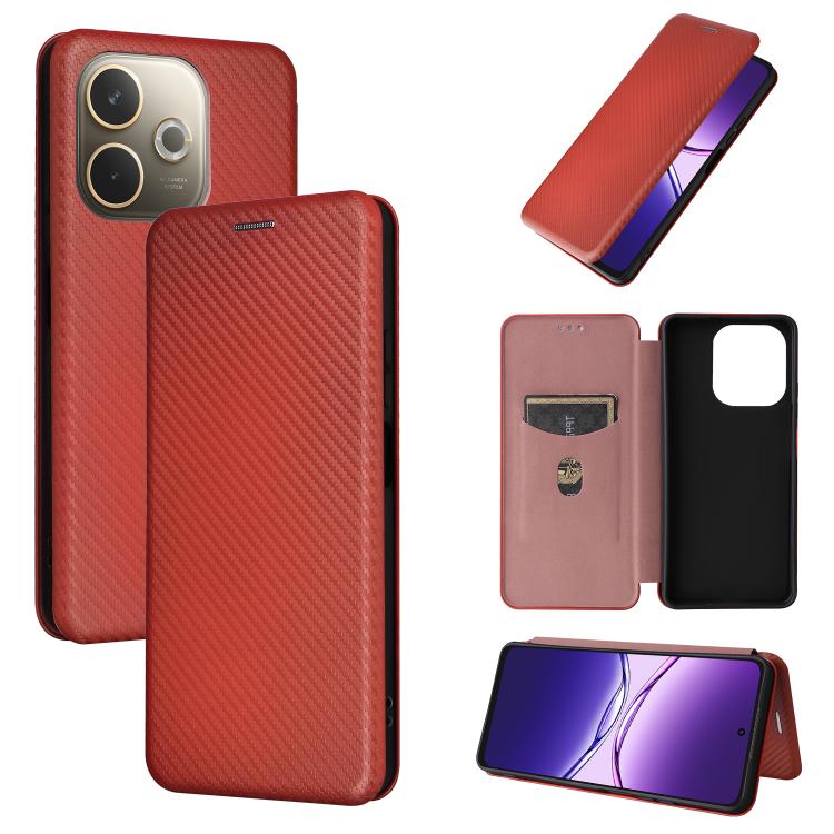 Custodia in pelle con vibrazione in fibra di carbonio per OPPO F29 5G