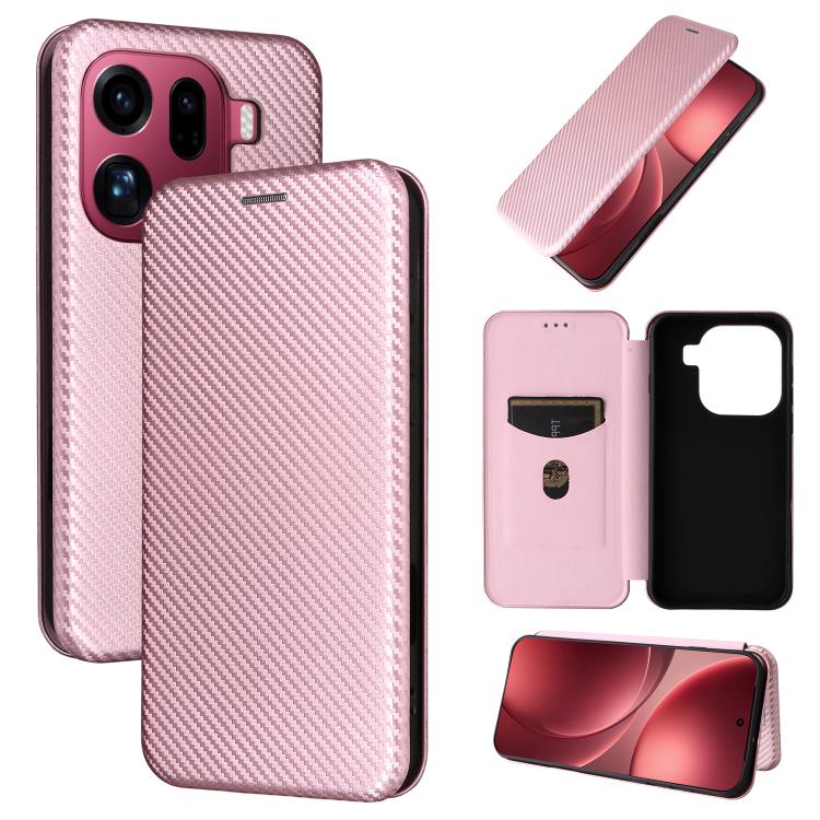 Custodia in pelle con vibrazione in fibra di carbonio per OPPO Find X9