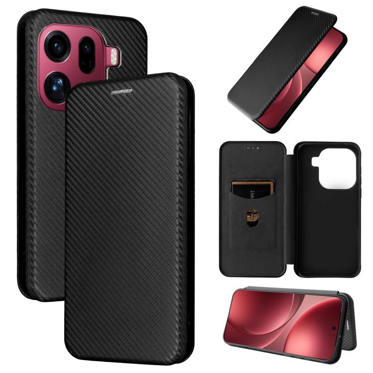 Custodia in pelle con vibrazione in fibra di carbonio per OPPO Find X9