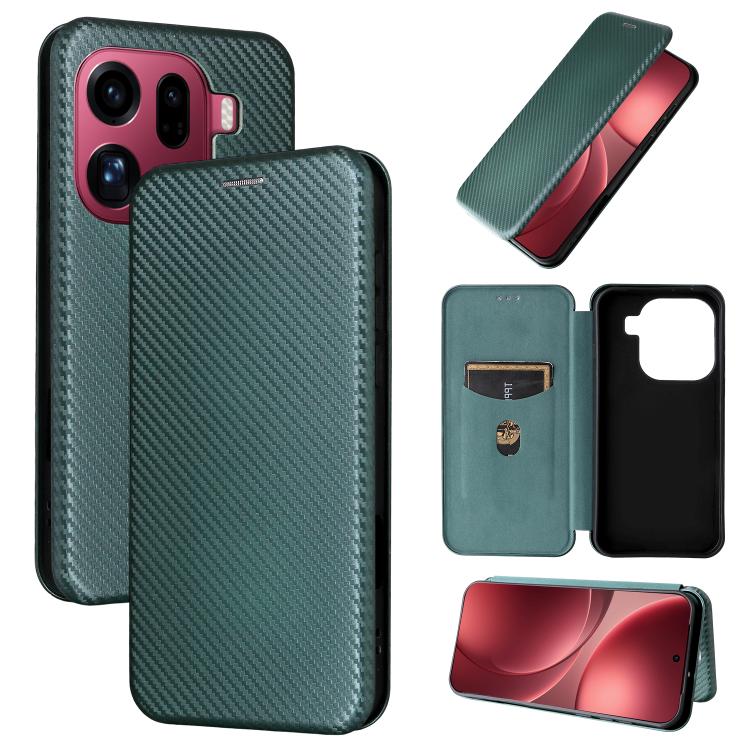 Custodia in pelle con vibrazione in fibra di carbonio per OPPO Find X9