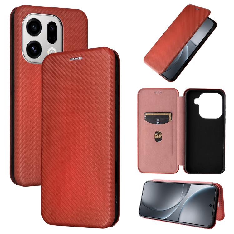 Custodia in pelle con vibrazione in fibra di carbonio per OPPO Find X9