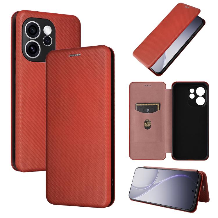 Custodia per telefono in pelle con vibrazione in fibra di carbonio, For OPPO Reno15 F 5G, For OPPO Reno15 Pro Max 5G Global, For OPPO A6x 5G / 4G, For OPPO Reno15 5G Global