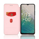 Custodia in pelle con vibrazione in fibra di carbonio per Nokia C32 e C12