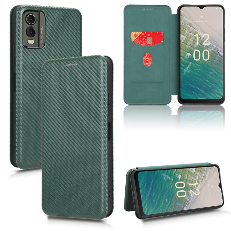 Custodia in pelle con vibrazione in fibra di carbonio per Nokia C32 e C12