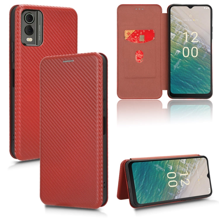 Custodia in pelle con vibrazione in fibra di carbonio per Nokia C32 e C12