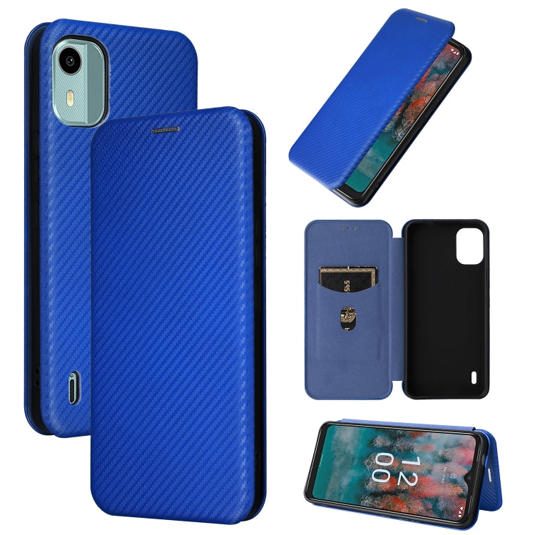Custodia in pelle con vibrazione in fibra di carbonio per Nokia C32 e C12