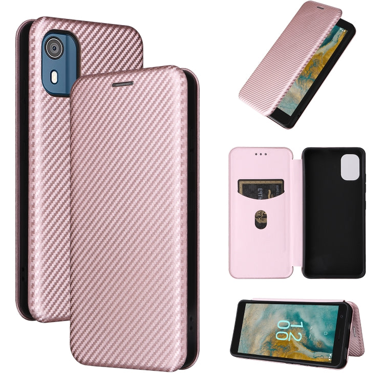 Custodia in pelle con vibrazione in fibra di carbonio per Nokia C32 e C12