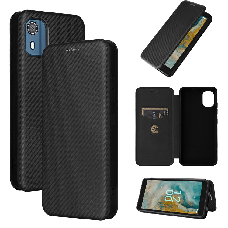 Custodia in pelle con vibrazione in fibra di carbonio per Nokia C32 e C12