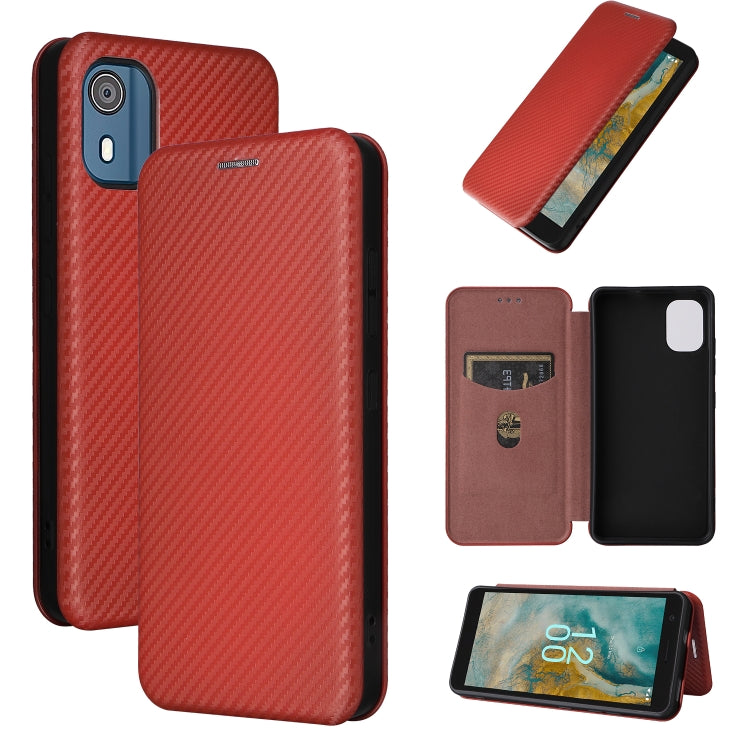 Custodia in pelle con vibrazione in fibra di carbonio per Nokia C32 e C12