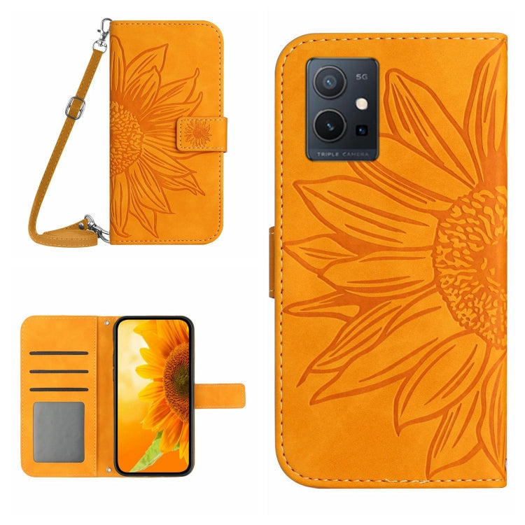 Custodia pelle con flip Sun Flower per Vivo Y55S 5G 2023 e Y75 5G