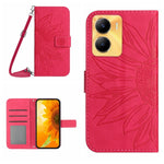 Skin Feel Custodia per telefono in pelle con flip in rilievo Sun Flower con cordino, For vivo Y56 5G Global, For vivo Y02S Global / Y16 4G Global