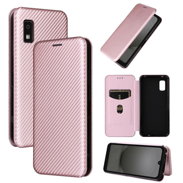 Custodia per telefono in pelle con vibrazione in fibra di carbonio, For Sharp Aquos Wish 3