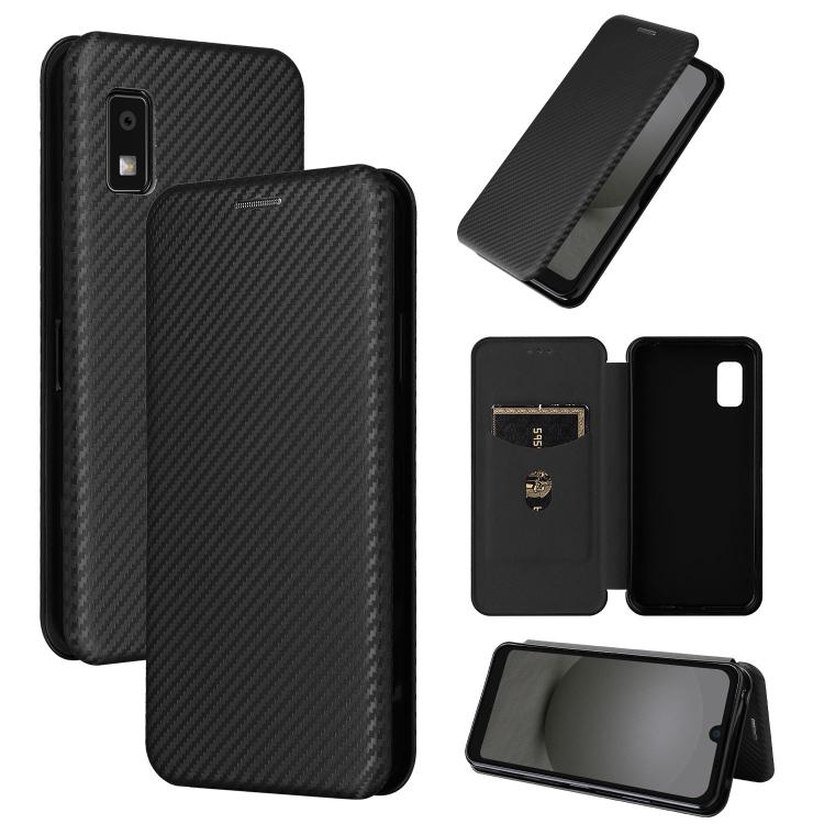 Custodia per telefono in pelle con vibrazione in fibra di carbonio, For Sharp Aquos Wish 3
