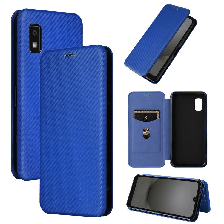 Custodia per telefono in pelle con vibrazione in fibra di carbonio, For Sharp Aquos Wish 3