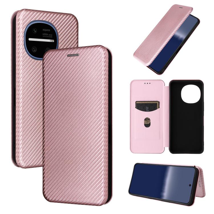 Custodia in pelle con vibrazione in fibra di carbonio per Sharp Aquos R11