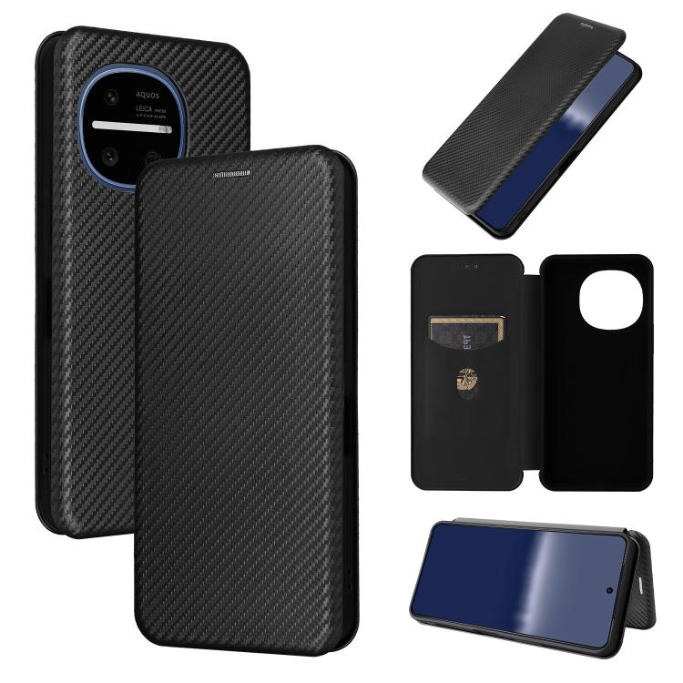 Custodia in pelle con vibrazione in fibra di carbonio per Sharp Aquos R11