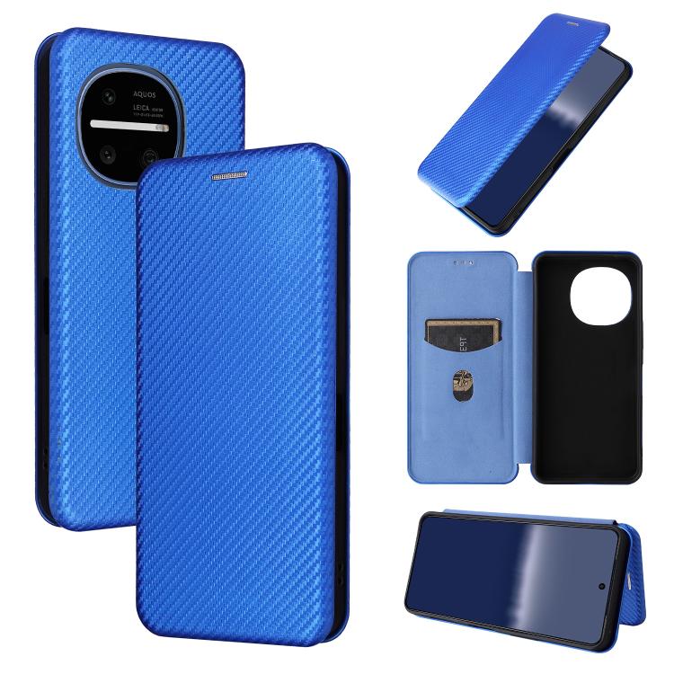 Custodia in pelle con vibrazione in fibra di carbonio per Sharp Aquos R11