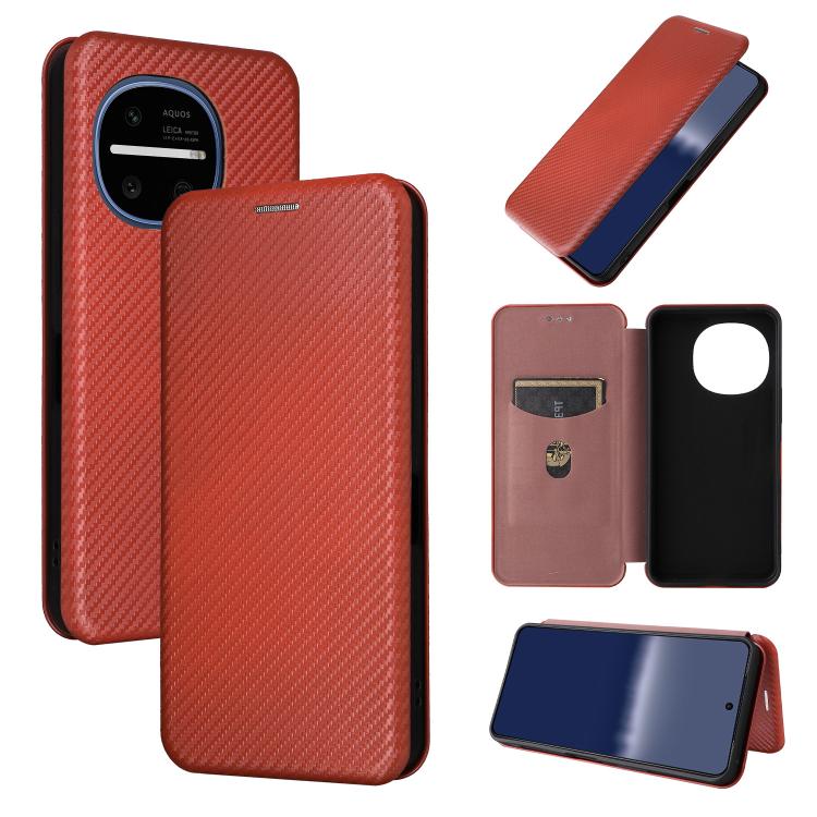 Custodia in pelle con vibrazione in fibra di carbonio per Sharp Aquos R11