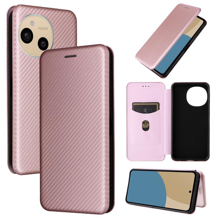Custodia in pelle con vibrazione in fibra di carbonio per Sharp Aquos R11