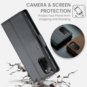 Custodia portafoglio in pelle con fibbia per Samsung Galaxy S20
