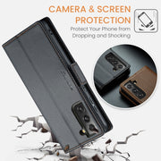 Custodia portafoglio in pelle con fibbia per Samsung Galaxy S21 5