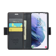 Custodia portafoglio in pelle con fibbia per Samsung Galaxy S21+