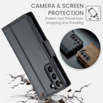 Custodia portafoglio in pelle con fibbia per Samsung Galaxy S21+