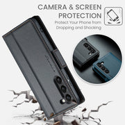 Custodia portafoglio in pelle con fibbia per Samsung Galaxy S24+