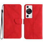 Custodia in pelle goffrata con cuciture per Huawei P60 Pro