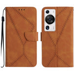 Custodia in pelle goffrata con cuciture per Huawei P60 Pro