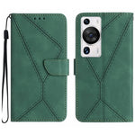 Custodia in pelle goffrata con cuciture per Huawei P60 Pro