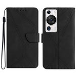 Custodia in pelle goffrata con cuciture per Huawei P60 Pro